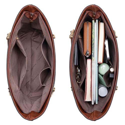 Montana West Tote Bag for Women Chain Top-handle Handbags - color: Brown Lucky Clover