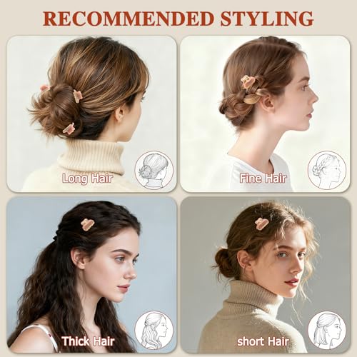 1.2" Mini Claw Clips for Women Girls -Small Double-Layer Hair Clips for Thin Short Hair, Small Non-Slip Luxury Hair Accessories for Mothers Day Gifts for Mom with Gift Box,Pink