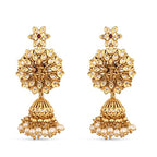 TARINIKA Brass Indian Choker Necklace Set - Gold Plated Cubic Zirconia Indian Jewelry Sets for Women Dangle, Drop, Jhumka Earrings Traditional Desi Necklace Pearls Gift for her - style: Anusri Antique(White Green)