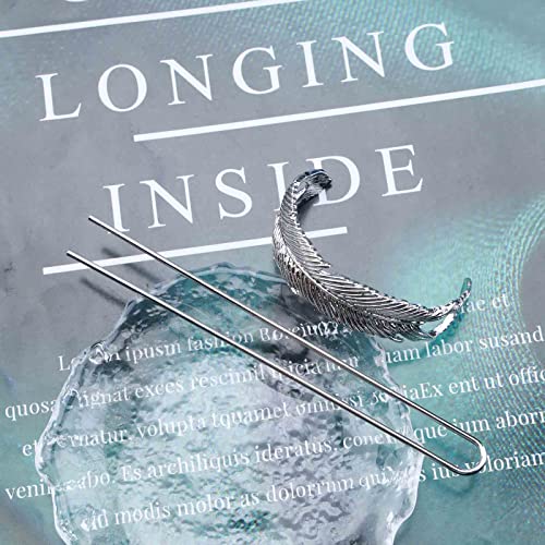 Vintage Hair Bun Cuff Leaf Bun Holder Cage Silver Hair Slide Pin Metal Hair Stick Bun Holder Cage Alloy Hair Fork Clip Decorative Hair Accessories for Women and Girls (Silver)