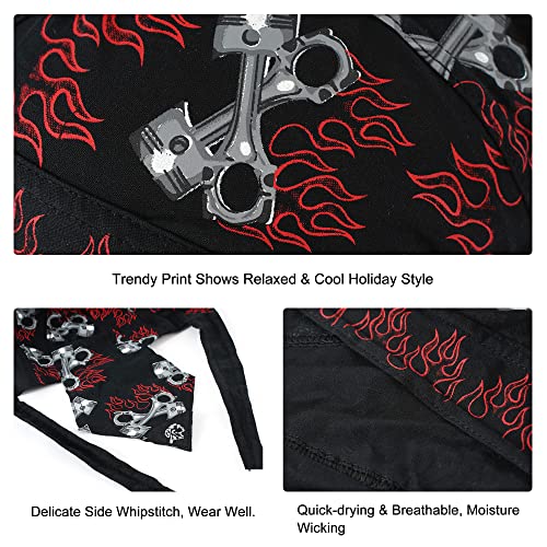 DOCILA 3 Pcs Do Rags for Men Skull Cap Bandana Hat Breathable Helmet Linner Beanie - color: Blackwhiteredspider