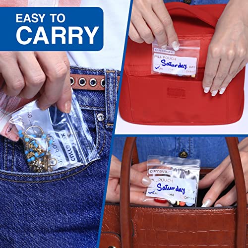 CURRAVAX Pill Bags Pack of 225- BPA Free 3 x 2.75 inch Pill Pouch - Pill Pouches for Medicine with Write on Label –Clear Ziplock Pill Baggies for Travel Medicine Organizer - size: Pack of 225