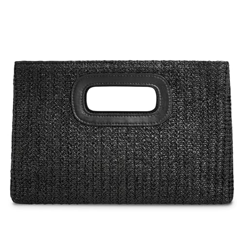 Top Handle Clutch Handbags for Women, Evening Handbag Shoulder Crossbody Purse with Gold Chain - color: Black