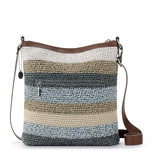 The Sak Lucia Crossbody Bag in Crochet, Convertible Purse with Adjustable Shoulder Strap - color: Desert Stripe