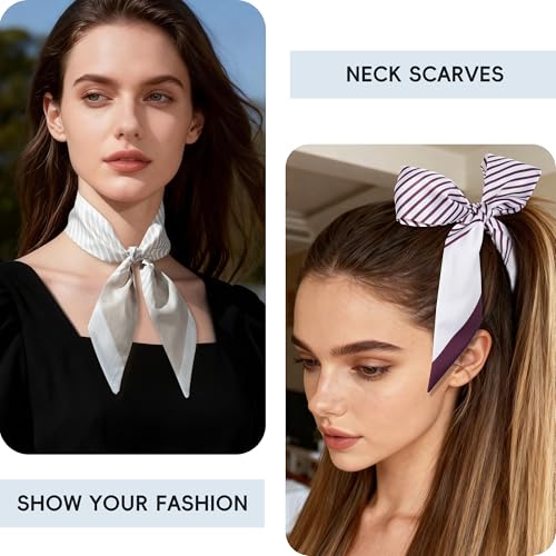 ZXZH 6 Pack Fashion Scarves for Women, Versatile Boho Head Scarf, Satin Scarf for Hair, Neck, Wrist, and Purse Accessories - color: Diagonal Stripe