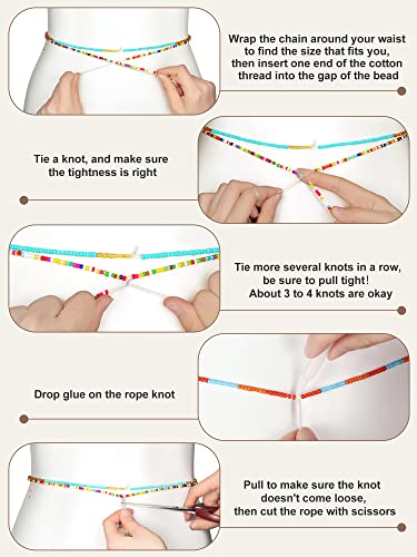 Fumete 12 Pcs Waist Beads Set Handmade African Belly Beads Chain Plus Size Body Jewelry Non Stretching Belly Chain for Women - size: 50 Inch, style: Exotic