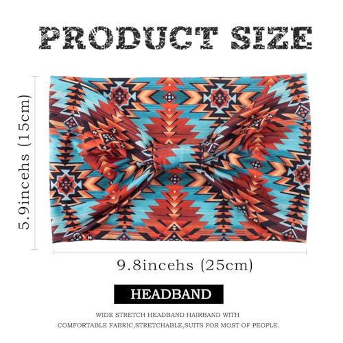Acenail Wide Headbands Bohemian Head Wraps Floral Printed Knotted Head Bands Turban Elastic Non Slip Hairbands Yoga Workout Head Scarfs Boho Hair Accessories for Women 4Pcs (Chic) - color: Chic
