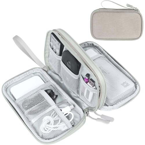 FYY Electronic Organizer, Travel Cable Organizer Bag Pouch Electronic Accessories Carry Case Portable Waterproof Double Layers All-in-One Storage Bag for Cable, Cord, Charger, Phone, Earphone Khaki - color: Khaki, style: Small