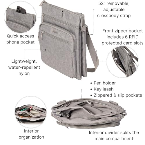 Baggallini womens Out and About Crossbody - color: Stone Heritage