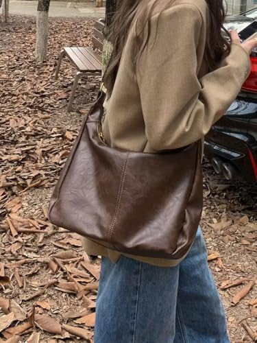 Hobo Bags for Women Leather,Foldable Slouchy Shoulder Purse Crossbody Handbag,Soft Vegan Brown Tote Casual Everyday Handbags - color: Wy22-a