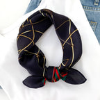 100% Mulberry Silk Neck Scarf - 21'' x 21'' Lightweight Neckerchief - Women Men Small Square Digital Printed Scarves - color: 130