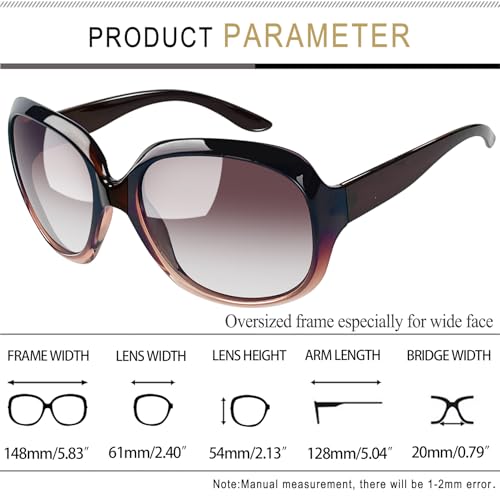 Joopin Oversized Sunglasses Womens Trendy Polarized Large Driving Sun Glasses Ladies UV Protective Big Sunnies Shades - color: B13-gradient Brown/Brown Gradient