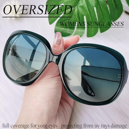 Joopin Oversized Sunglasses Womens Trendy Polarized Large Driving Sun Glasses Ladies UV Protective Big Sunnies Shades - color: B17-clear Green/Gradient Green