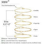 DEARMAY 14K Gold Plated Bracelets for Women, Jewelry Sets Cute Tennis Beaded Bracelets Cuban Link Paperclip Chain Dainty Bracelet Pack Gifts - color: BRACELET-M