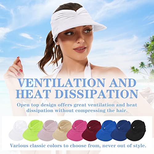 Zando Sun Visor Hats for Women - Beach Wide Brim Fashion Hat UV Protection Quick Dry Packable Summer Cap for Casual Sports - color: Black & White