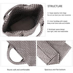 Handmade Woven Bag Satchel Handbag For Women Vegan Leather Tote Bag With Purses Travel Shoulder Bag Underarm Bag - color: Silver Grey-a