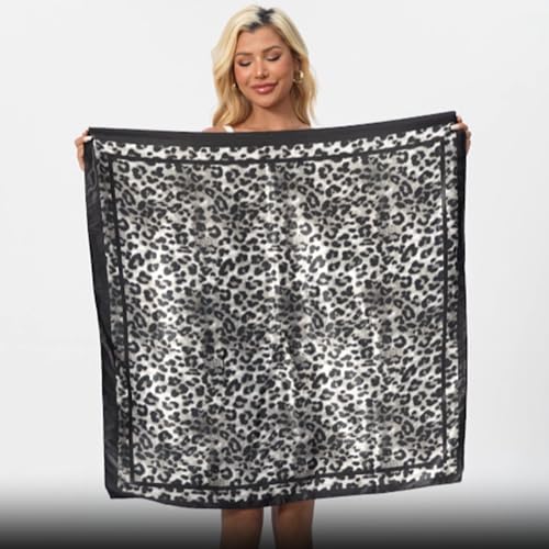 Leopard Print Head Scarf for Women Like Silk Satin Scarf for Hair Wrapping at Night Bandana Square Scarf 35 Inches - color: Bao Kuan