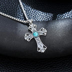 Turquoise Necklaces 925 Sterling Silver Western Necklace Boho Jewelry for Men Women Her Birthday Valentines Day Gifts - style: 1-Celtic Cross Necklace
