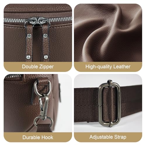 Crossbody Bags for Women, Large Vegan Leather Trendy Bum Bag - color: Chocolate Brown