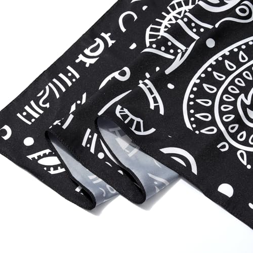 AWAYTR 35” Silk Scarf for Women Large Head Scarf Square Hair Scarf Satin Hair Bandana Printed Silk Sleeping Head Wrap - color: Big Cashew(black)