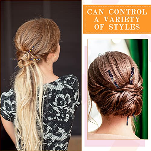 12 Pieces Acetate Hair Sticks Hair Chopsticks Tortoise Shell Leopard Print Shell Pins Vintage Chinese Chopstick Styling Accessories for Women, 6 Style(Vivid Pattern)