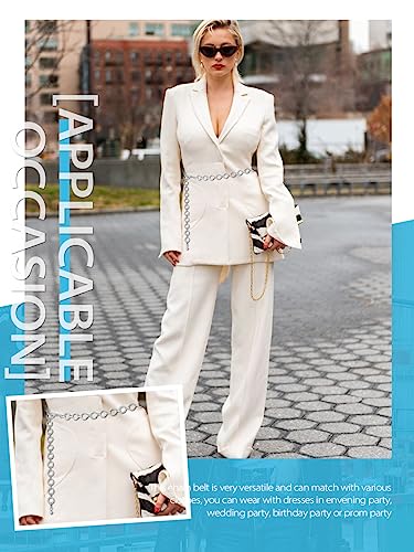 FIORETTO Chain Belt for Women Metal Waist Chain Fashion Multilayer Chain Belts for Dress - color: Electroplate Circle-silver, size: Fit Waist up to 40"