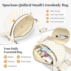 Spacious Nylon Checkered Crossbody Bum Bag for Women, Fashion Checkerboard Fanny Pack Purse with Anti-theft Pocket, Adjustable Wider Strap Wasit Bag (Beige) - color: Beige