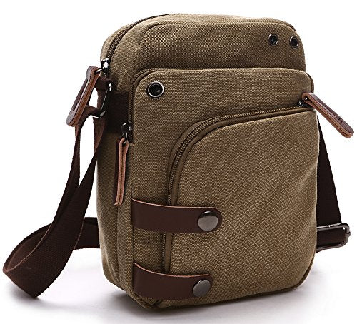 Collsants Mini Crossbody Bags for Women and Men - Small Purses and Handbags - Travel Bag - Canvas Shoulder Purse - color: Khaki