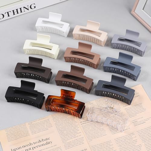 Sisiaipu 3.5 Inch Hair Clips - 12 Pcs Square Jaw Clips for Thick and Thin Hair, Rectangular Hair Accessories for Women and Girls - Neutral - color: Neutral