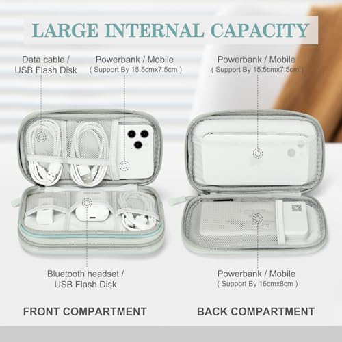 FYY Electronic Organizer, Travel Cable Organizer Bag Pouch Electronic Accessories Carry Case Portable Waterproof Double Layers All-in-One Storage Bag for Cable, Charger, Phone, Earphone, Mint Green - color: Mint Green, style: Small