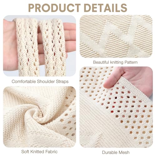 EIMMBD Crochet Bags for Women Beach Totes Bags Aesthetic Summer Tote Shoulder Hippie Bag Knit Bag - color: Standard Beige-a