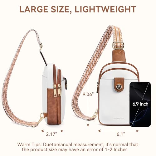 BOSTANTEN Small Sling Bag Crossbody Bags for Women Trendy Crossbody Purse Leather Chest Bag - color: B-beige-large