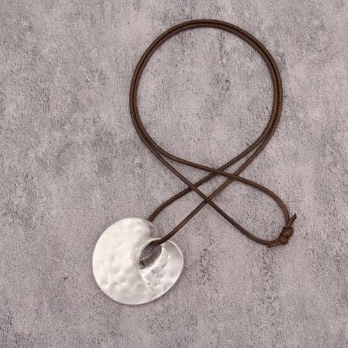 JAOYU Bohemian Necklaces for Women Leather Necklace Wood Pendant Choker Long Brown Necklace Chunky Circle Boho Hippie Jewelry - style: Bohemian Chain Necklace