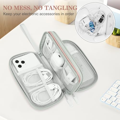 FYY Electronic Organizer, Travel Cable Organizer Bag Pouch Electronic Accessories Carry Case Portable Waterproof Double Layers All-in-One Storage Bag for Cable, Cord, Charger, Phone, Pink Pattern - color: Pink-Pattern, style: Small