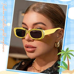 10 Pack Neon/Black Rectangle Sunglasses Bulk for Women Men Retro Trendy Small Rectangle Glasses Party Favors - color: Metallic Gold