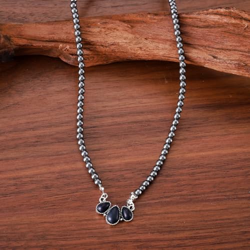 coadipress Navajo Pearl Necklace Western Jewelry for Women Boho Beaded Choker Necklaces Vintage Turquoise Pendant Cowgirl Necklace - style: Fan Black