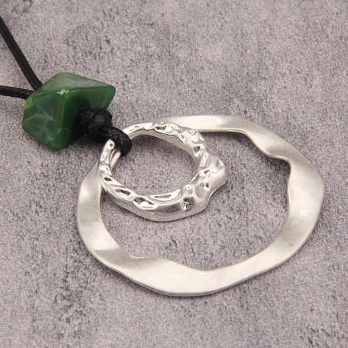 Boho Necklaces for Women Cord Necklace with Pendant Long Silver Necklace Vintage Sweater Necklace Hippie Jewelry for Women Girls Gifts - style: Boho Cord Necklace