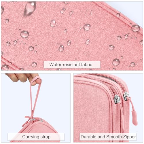 FYY Electronic Organizer, Travel Bag, Pouch, Carry Case Portable Waterproof Double Layers for Cable, Cord, Charger, Phone, Earphone Pink - color: Pink, style: Small
