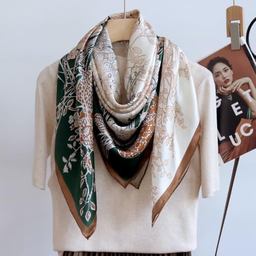 XL 43 Inch Extra Large Square Scarf Fashion Scarves Silk Feeling Hair Scarf Wrapping Scarfs Night Sleeping Headscarf - color: Ba1011