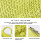 Handmade Woven Bag Satchel Handbag For Women Vegan Leather Tote Bag With Purses Travel Shoulder Bag Underarm Bag - color: Fruit Green