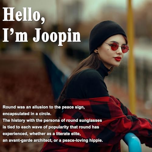 Joopin Retro Small Round Sunglasses Hippie Circle Sun Glasses Polarized UV400 Protection Metal Shades for Men Women - color: A07-black Frame Tint Red Lens