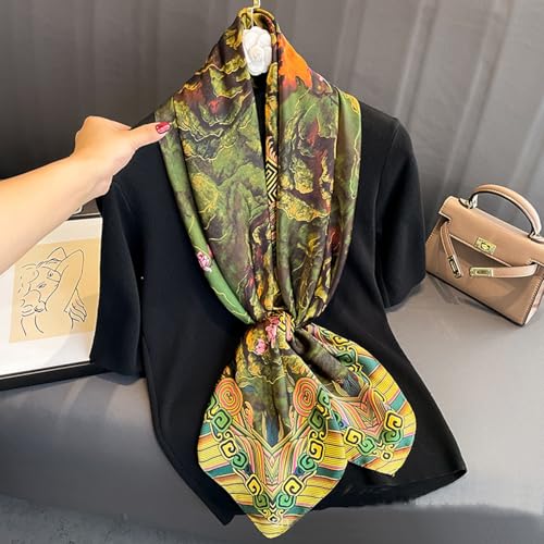 XL 43 Inch Extra Large Square Scarf Fashion Scarves Silk Feeling Hair Scarf Wrapping Scarfs Night Sleeping Headscarf - color: Ba1018