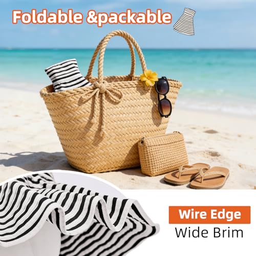 Sun Hat for Men Women UV Protection Wide Brim Fishing Hats Breathable UPF 50+ Boonie Bucket Hats Beach Safari Hiking Garden - color: Black/White