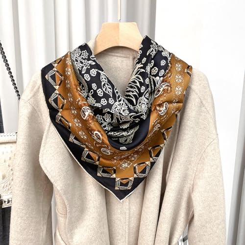 XL 43 Inch Extra Large Square Scarf Fashion Scarves Silk Feeling Hair Scarf Wrapping Scarfs Night Sleeping Headscarf - color: Ba1017