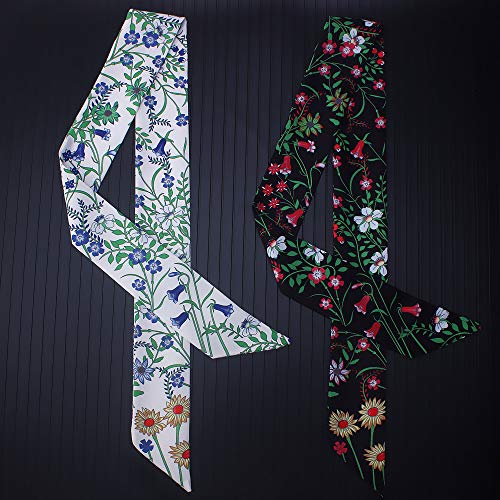 4pcs Bright Flowers Bag Handbag Handle Ribbon Scarf Hair Head Band Neck Neckerchief Scarf Fashion Gifts