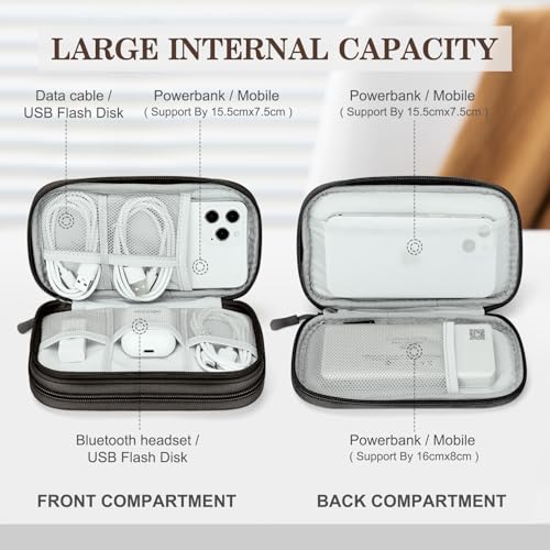 FYY Electronic Organizer, Travel Cable Organizer Bag Pouch Electronic Accessories Carry Case Portable Waterproof Double Layers All-in-One Storage Bag for Cable, Cord, Charger, Phone, Earphone Coffee - color: Coffee, style: Small
