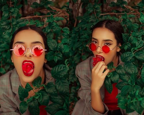 SORVINO Retro Small Round Sunglasses for Men Women Vintage Style Metal Frame - color: Silver Frame/Yellow Lens