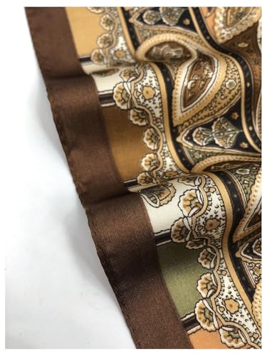 SHENHE Women's Silky Head Scarf Vintage Paisley Hair Scarf Bandana Square Kerchief Hair Wrap - color: Brown