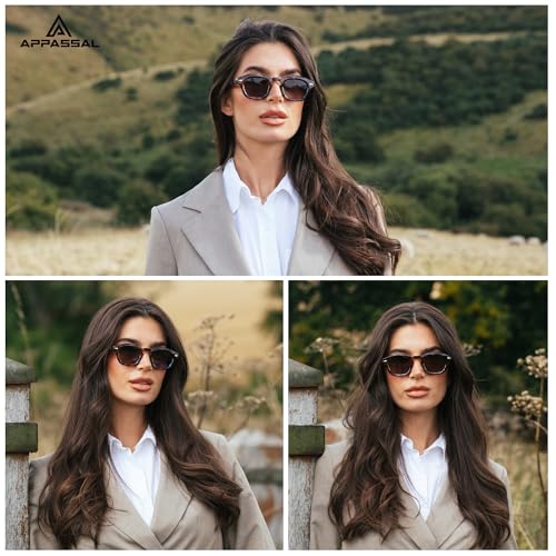 Appassal Small Retro Square Sunglasses for Women Mens Rectangle Sunnies AP3680 - color: Black/Green