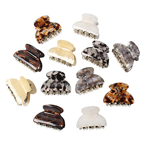 1.57 inch Small Acrylic Hair Claw Clips for Girls and Women Marbling Hair Clips,Plastic No-Slip Grip Jaw Hair Clip Hair Jaw Clamp,Pack of 12 - color: Color G